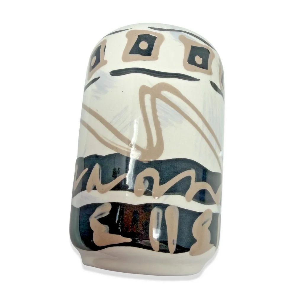 Hand Painted USA Toothbrush Holder & Soap Dish Set Tribal Ceramic Bath EUC